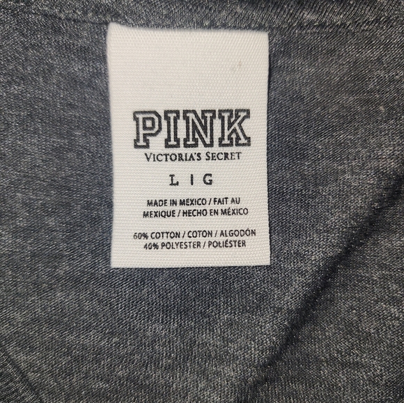 Women's VS Victoria's Secret Pink Hot Pink Gray Shirt Size Large - Picture 3 of 3
